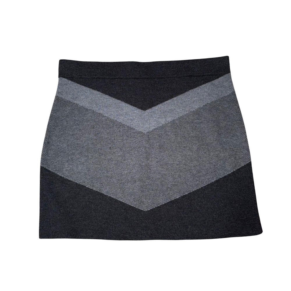 Smartwool Knit Skirt Womens Large Gray Excellent Merino Wool Chevron Mini